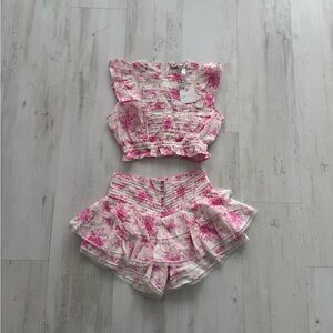 Fillyboo Women’s Sunday Set Pink Crop Top and Skirt Matching Set NWT
